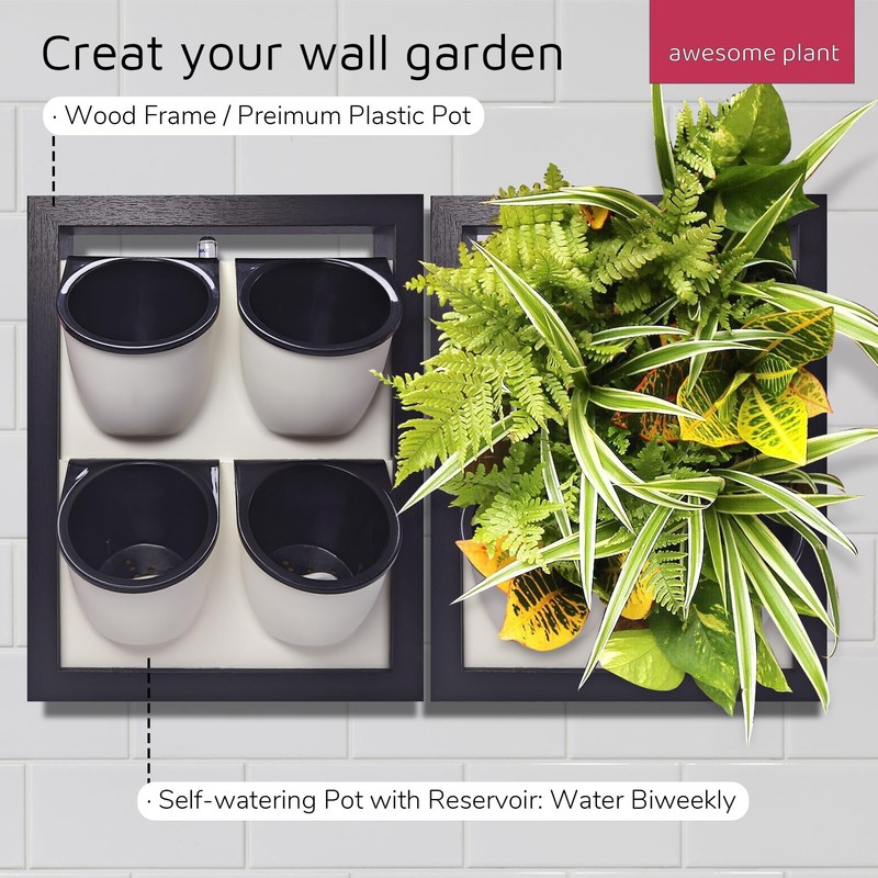 Awesome Plant Wall Garden 4 Vertical Wall Planter, 4 Pots
