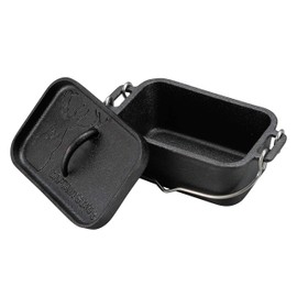 Captain Stag UG-3062 Dutch Oven, Cast Iron, Square, Dutch Oven, Mini, Width 8.1 x Depth 5.1 x Height 3.5 inches (205 x 130 x 90 mm), Capacity 25.4 fl oz (750 ml), Seasoning Not Required