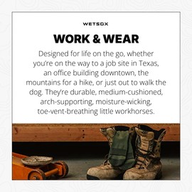 WSX Work & Wear True Fit Impact Cushion Sock | Moisture-Wicking Breathable 360° Support | Comfortable Work Socks for Men & Women | Durable, Arch Support, Anti-Blister | Ankle, Medium