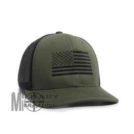 Military Imagine American Flag hat OD Green / Black cap Trucker Mesh Tactical Operator Snapback