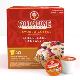 Cold Stone Creamery Beverages Cheesecake Fantasy Ice Cream Flavored Coffee Pods, Compatible with K Cup Brewers Including 2.0, 40 Count