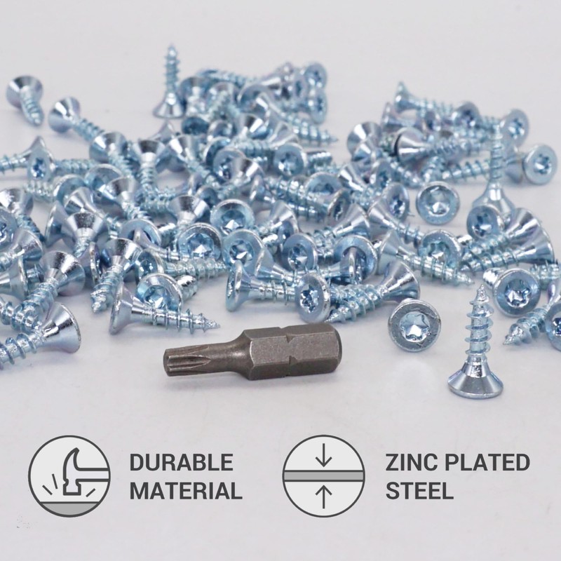 SKIR'CO (300 pcs) Zinc Plated Steel Wood Screws 4.0 x