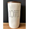 Rae Dunn Magenta Large Ceramic Coffee Canister/Cellar with Wooden Lid | Inscribed: Coffee