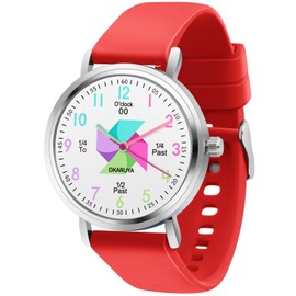 Blisshour Kids Watch Analog Waterproof, Pinwheel Learning Watch for Kids 8-12, Teacher Watches for Girl Ages 5-7 6-8, Easy to Read Educational Girls Watches Red