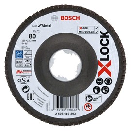 Bosch Professional Angled Flap Disc Best (for Metal, X-LOCK, X571, Diameter 115 mm, Grit Size K80)