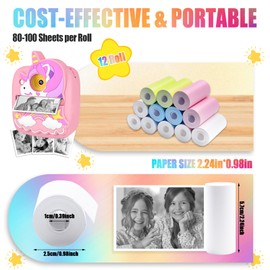 SENLINLIN Thermal Paper for Kids Instant Print Cameras, 12 Rolls 57x 25mm White Thermal Printer Paper, Zero Ink Photo Printer Paper for Most Kids Camera Instant Print/Mini Printer, BPA Free