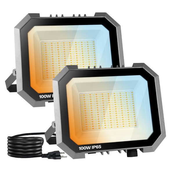 Leddictive 2 Pack LED Flood Lights Outdoor, 3CCT 3000/4000/6000K Selectable