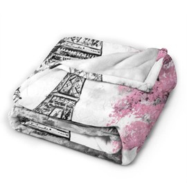 Perinsto Paris Eiffel Tower Modern Art Street Throw Blanket Ultra Soft Warm All Season Decorative Fleece Blankets for Bed Chair Car Sofa Couch Bedroom 60"X50"