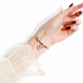 Pptabold Pulseras Mujer Arbol de la Vida, Regalos para Mujer Cumpleaños Graduación Joyeria de Acero Inoxidable con Dijes para Mama Novia Amiga (Oro Rosa)