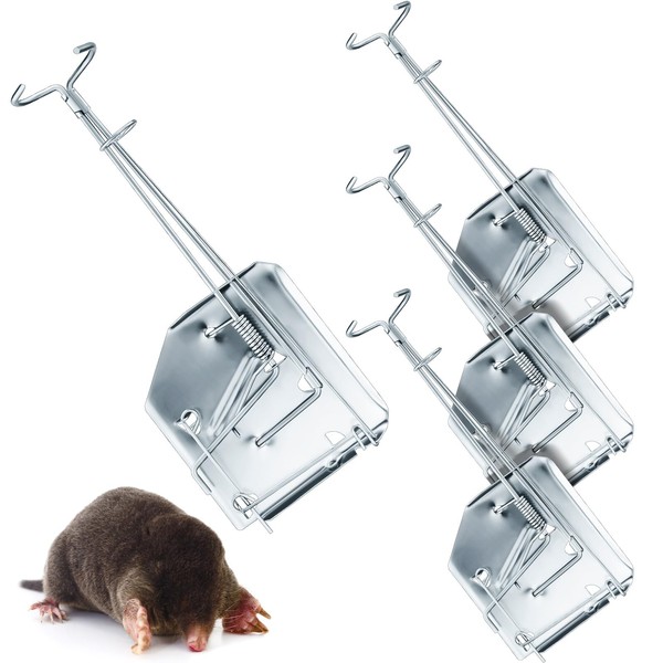 Qualirey 4 Pack Mole Trap Gopher Trap Ground Galvanized and