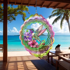 Hummingbird Wind Spinners Garden Decor as Birthday Gifts for Women Mom,12 inch 3D Stainless Steel Hanging Wind Spinner Metal Wind Catchers Kinetic Sculpture for Outdoor Decor, Patio,Yard Decorations