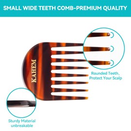 KAHEM Handmade Small Wide Tooth Comb for curly hair, Daily Hair Care Detangler Comb for Long and short Hair, Pocket Size, Unbreakable-3.14Inch