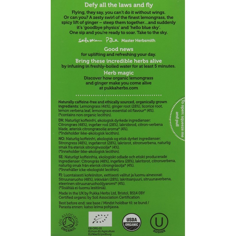 Pukka Lemongrass And Ginger Tea Bags 36g 20ea