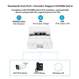 REVODATA IP67 Waterproof 2 Port PoE Extender, PoE Repeater 100m/250m Extend Outdoor, Comply with IEEE802.3af/at, 1 in 2 Out PoE Adapter, 10/100Mbps RJ45, Plug and Play (WPOE6003-X)