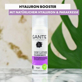 SANTE Naturkosmetik Instant Smoothing Hyaluronic Booster, Natural Hyaluronic & Paracress, Organic Face Serum to Reduce First Wrinkles, Anti-Ageing Effect, Smooth Skin with Spilanthol, Vegan, 30 ml