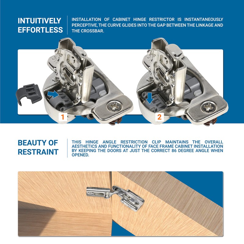 DTC Angle Restrictor Restriction Clips for DTC Face Frame Hinges