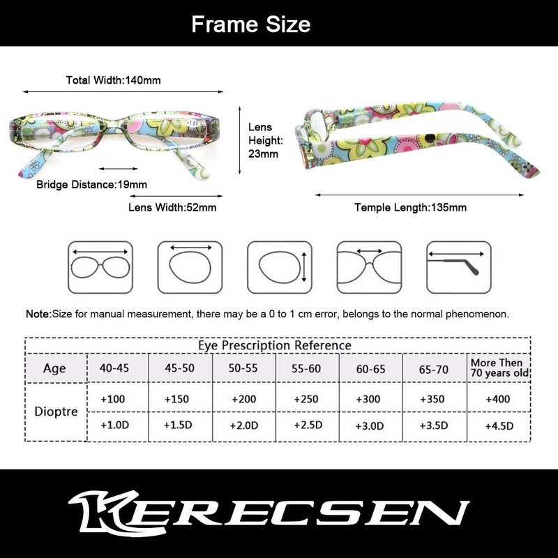 Kerecsen Women's Reading Glasses 4 Pairs Ladies Fashion Spring Hinge