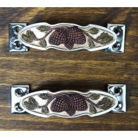 Ebros Gift Rustic Western Pinecones Sprig Branch Drawer Cabinet Furniture Bar Pulls 2-Pack