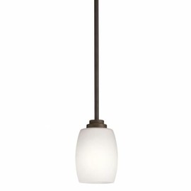 Kichler Eileen 8" 1 Light Mini Pendant with Satin Etched Cased Opal Glass in Olde Bronze®