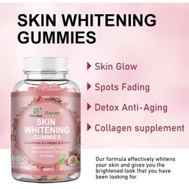 Wins Town Skin Whitening Gummies, with Glutathione, Collagen and Bioth, Hydrated Youthful Skin, Glow and Spots Fading, Anti-Aging, 60 Count