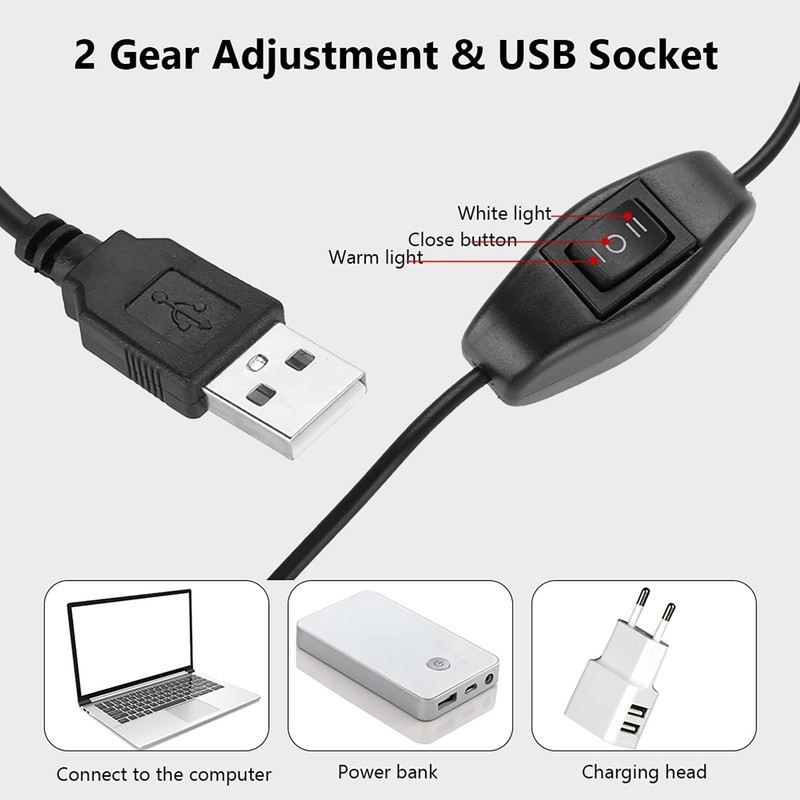 Clip on Lamp, USB Led Beauty Make Up Desk Light