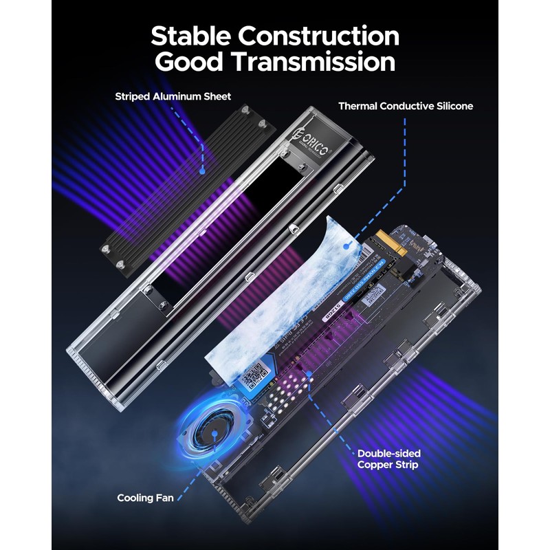 ORICO M.2 40Gbps NVMe SSD Enclosure, Tool-Free USB C Adapter