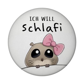 Meme Hamster Magnet Round with Saying Ich will Schlafi Trend Magnet Famous for Sadness Googly Eyes Sad Hamster Trend Mouse