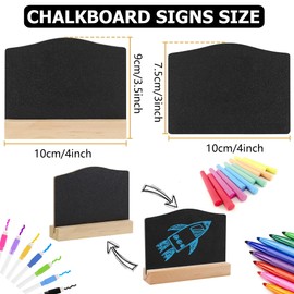 laeeyin Pack of 10 Wooden Price Tags Stand Chalkboard Small Slate Board with Rustic Wooden Stands Buffet Signs Drinks Card for Wedding Decor, School, Buffet Table, Birthday Party