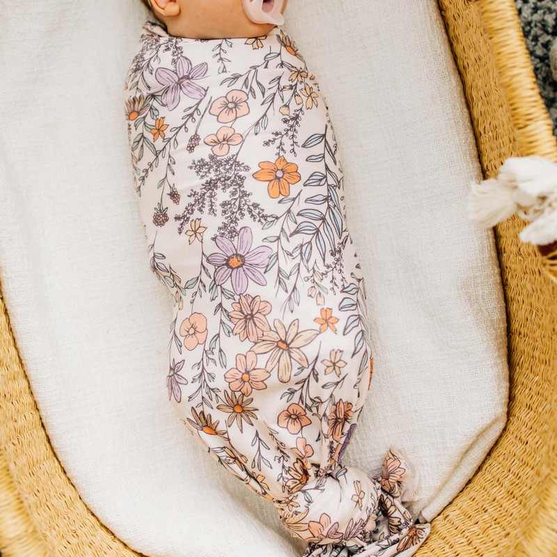 Large Premium Knit Baby Swaddle Receiving Blanket Flora by Copper