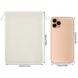 Pack of 24 Fabric Bags, 13 x 18 cm Fabric Bags, Small Fabric Bags with Drawstring, Linen Bag for Filling, Gift Bags for DIY Advent Calendar, Crafts, Birthday, Wedding, Christmas