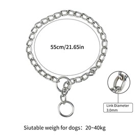 Luckious Stainless Steel Dog Choke Chain Collar, Metal Dog Collar Dog Chain Collar - Pet Training and Walking Choker for Medium, and Large Dogs (3mm*55cm)
