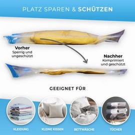 figg Set of 6 Vacuum Bags for Clothes with Airtight Valve, Labels and Climate Neutral (Size S - 60 x 40 cm)