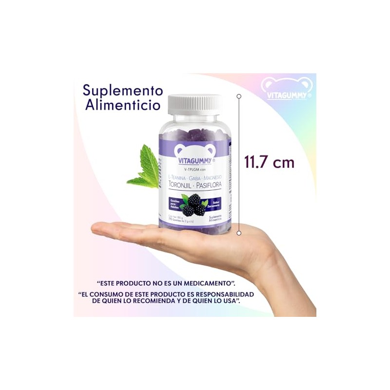 Gomitas V-TPLGM de L-Teanina, GABA, Magnesio, Toronjil y Pasiflora con