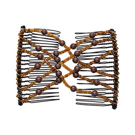 Ruihfas Easy Stretch Comb Beaded Double Stretching Combs Hair Styling Accessories for Women Girls Hair Bun Maker (Coffee)