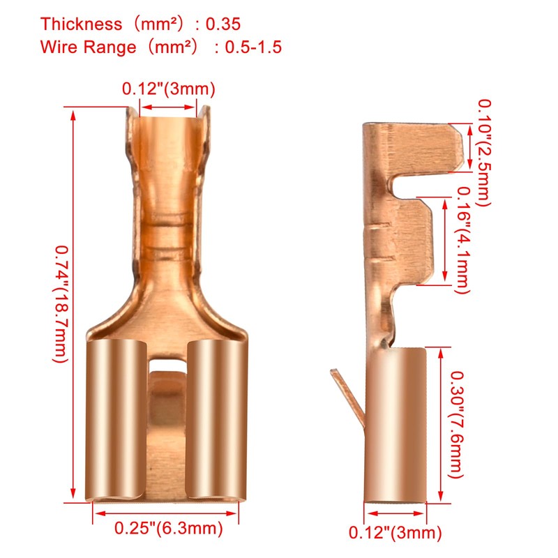 Heschen female spade quick splice crimp terminals 6.3mm crimp connector