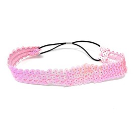Ladies Pink Sequin Polyester Costume Headband 38 x 4.5cm