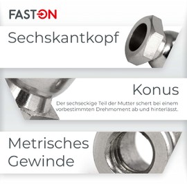 FASTON® Breakaway Nuts M10 (Pack of 10) Stainless Steel A2 V2A Security Nut Anti-Theft Device