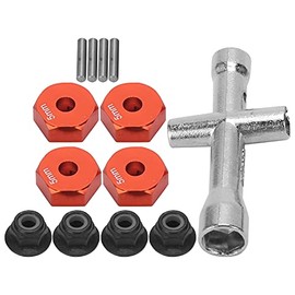 RC Wheel Hex Adapter, 12mm 1/10 RC Car Truck Wheel Hex Adapter+Non-Slip Nut+Bolt+Cross Wrench RC Model Toy Part(Red)