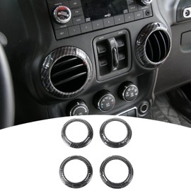 4PCS Center Console Dash Air Conditioner Vent Cover Trim Carbon Fiber Interior Accessories Compatible with Jeep Wrangler JK JKU 2011-2018