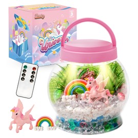 Hasviey Terrarium Kit for Kids, Light Up Unicorn Toys for Girls 6-8, DIY Kids Arts and Crafts Kit with Remote Control, Preschool Learning & Education Science Kits & Toys, Gift Ideas for Birthday Xmas