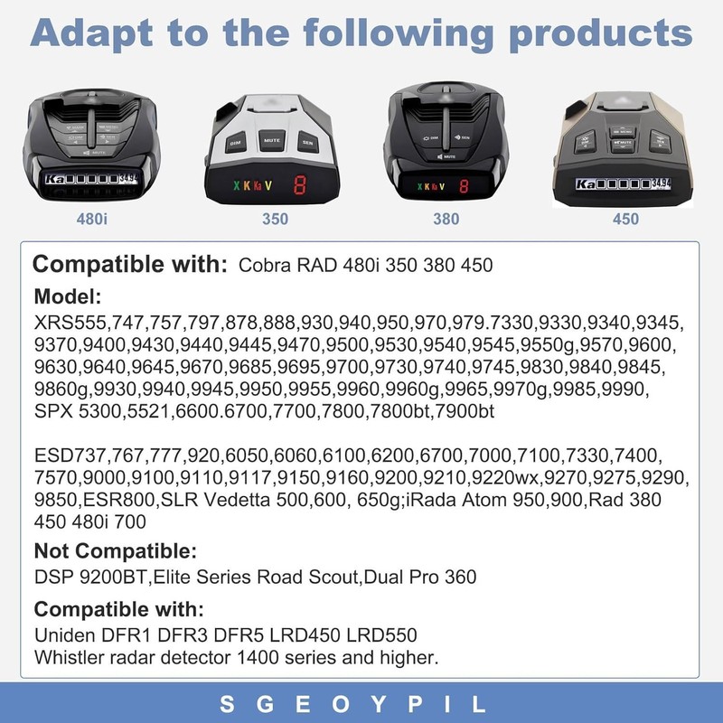 Power Cord Compatible with Cobra RAD 480i 350 380 450