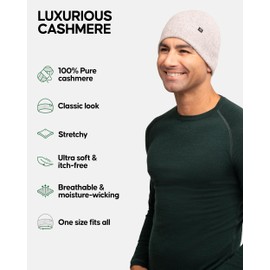 DANISH ENDURANCE 100% Cashmere Beanie Hat, Luxuriously Soft, Premium Comfort, Warm Winter Hat, Unisex, for Men & Women, Light Grey Melange, One Size