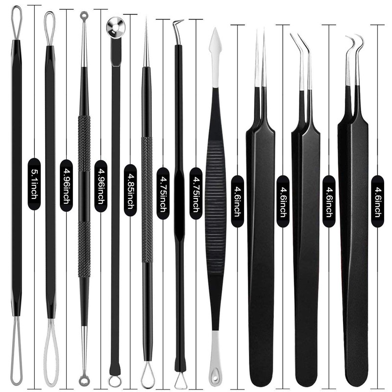 Pimple Popper Tool Kit - Boxoyx 10 Pcs Blackhead Remover