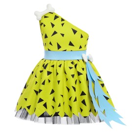 OBEEII Bambam Costume Baby Boy Fred Costume Kids Historical Stone Age Cave Man Outfits for Caveman Cavegirl Party Photo Shoot green 2-3 Years