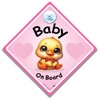 Baby On Board Pink Duck Sign, Duckling Baby Car Sign