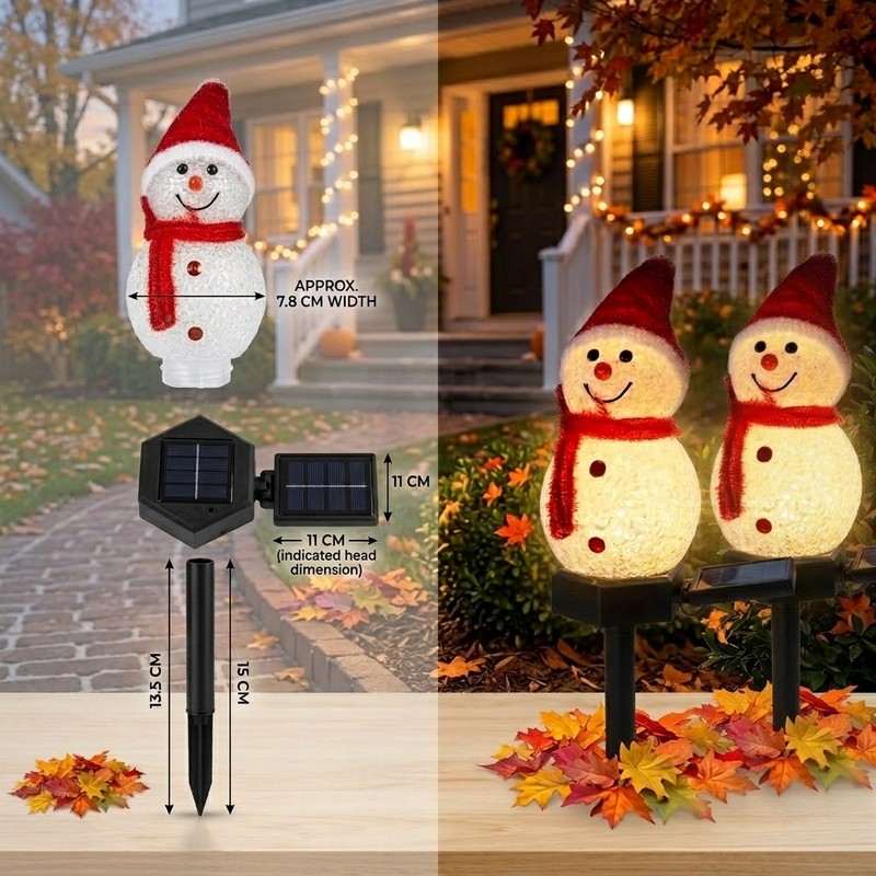 2-Pack Solar Snowman Christmas Stake Lights for Outdoor Décor –