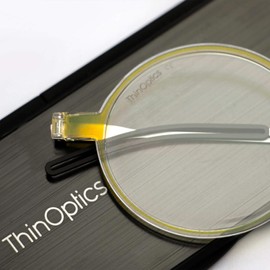 Always With You ThinOptics Reading Glasses - Ultra Thin and Lightweight Readers with Case - Special Edition Colors - Round Yellow 1.0x