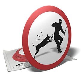 Traffic Sign Stickers - Warning Guard Dog - Thief - 6 Stickers - 9.5cm