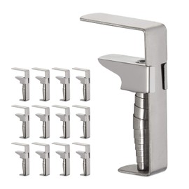 Relaxdays Set of 12 Table Clips, Adjustable Tablecloth Clips for Thick Tables, Stainless Steel, up to 4.2 cm Thick, Silver