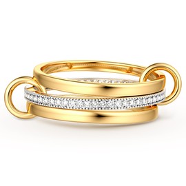 Dochais Gold Silver Ring Women's 18k Gold-Plated Waterproof Golden Rings Set Stackable Engagement Ring Wedding Rings Statement Thumb Ring Finger Ring Hypoallergenic for Women Men Jewellery Size 54-65